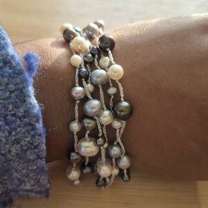 Multi Strand Genuine Pearl Bracelet with 925 Closure